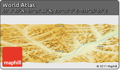 Physical Panoramic Map of the Area around 65° 18' 57" N, 130° 58' 29" E