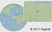 Savanna Style Location Map of the area around 65° 18' 57" N, 140° 10' 30" W, hill shading