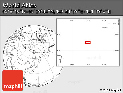 Blank Location Map of the Area around 65° 18' 57" N, 141° 10' 30" E