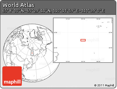 Blank Location Map of the Area around 65° 18' 57" N, 141° 10' 30" E