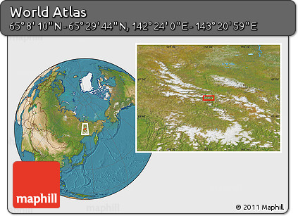 Satellite Location Map of the Area around 65° 18' 57" N, 142° 52' 30" E