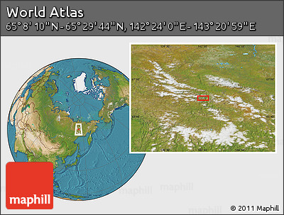 Satellite Location Map of the Area around 65° 18' 57" N, 142° 52' 30" E