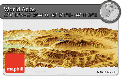 Physical Panoramic Map of the Area around 65° 18' 57" N, 143° 43' 29" E