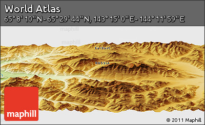 Physical Panoramic Map of the Area around 65° 18' 57" N, 143° 43' 29" E