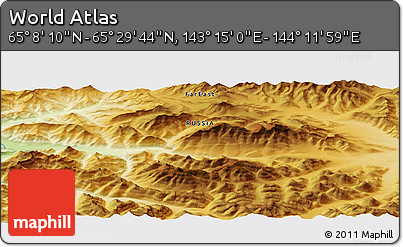 Physical Panoramic Map of the Area around 65° 18' 57" N, 143° 43' 29" E