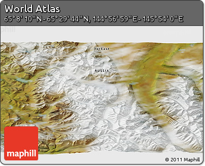 Satellite 3D Map of the Area around 65° 18' 57" N, 145° 25' 30" E