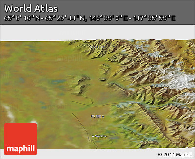Satellite 3D Map of the Area around 65° 18' 57" N, 147° 7' 30" E