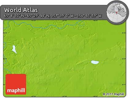 Physical Map of the Area around 65° 18' 57" N, 157° 10' 30" W
