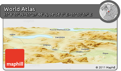 Physical Panoramic Map of the Area around 65° 18' 57" N, 15° 22' 30" E