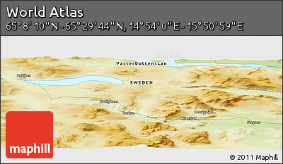 Physical Panoramic Map of the Area around 65° 18' 57" N, 15° 22' 30" E