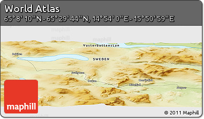 Physical Panoramic Map of the Area around 65° 18' 57" N, 15° 22' 30" E