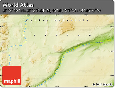 Physical Map of the Area around 65° 18' 57" N, 15° 13' 29" W