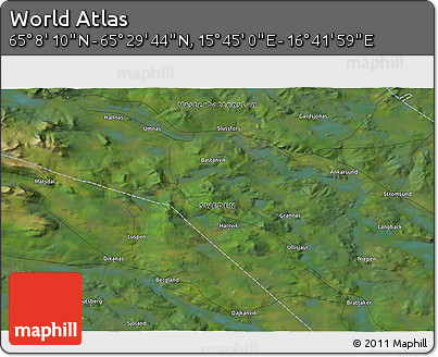 Satellite 3D Map of the Area around 65° 18' 57" N, 16° 13' 30" E