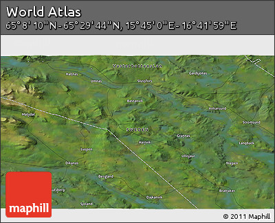 Satellite 3D Map of the Area around 65° 18' 57" N, 16° 13' 30" E