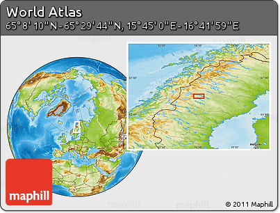 Physical Location Map of the Area around 65° 18' 57" N, 16° 13' 30" E