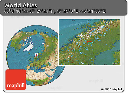 Satellite Location Map of the Area around 65° 18' 57" N, 16° 13' 30" E