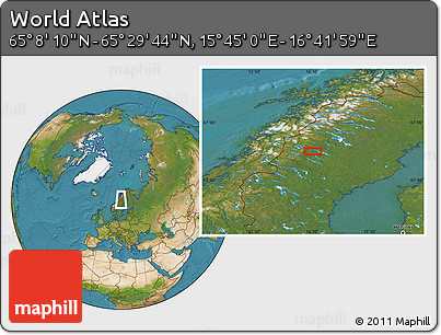 Satellite Location Map of the Area around 65° 18' 57" N, 16° 13' 30" E