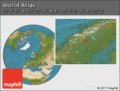 Satellite Location Map of the Area around 65° 18' 57" N, 16° 13' 30" E