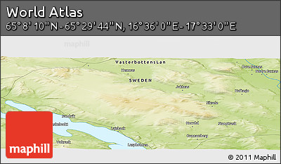 Physical Panoramic Map of the Area around 65° 18' 57" N, 17° 4' 30" E