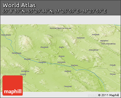 Physical 3D Map of the Area around 65° 18' 57" N, 17° 55' 29" E