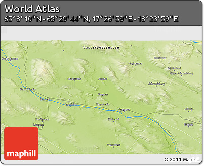 Physical 3D Map of the Area around 65° 18' 57" N, 17° 55' 29" E