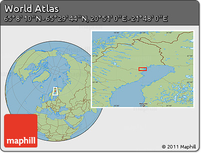 Savanna Style Location Map of the Area around 65° 18' 57" N, 21° 19' 30" E