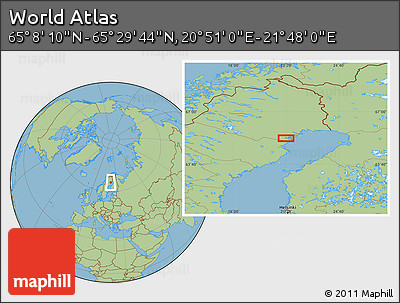 Savanna Style Location Map of the Area around 65° 18' 57" N, 21° 19' 30" E