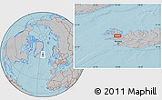 Gray Location Map of the area around 65° 18' 57" N, 22° 1' 29" W, hill shading