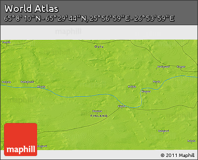 Physical 3D Map of the Area around 65° 18' 57" N, 26° 25' 29" E