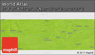 Physical Panoramic Map of the Area around 65° 18' 57" N, 26° 25' 29" E