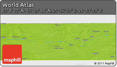 Physical Panoramic Map of the Area around 65° 18' 57" N, 26° 25' 29" E