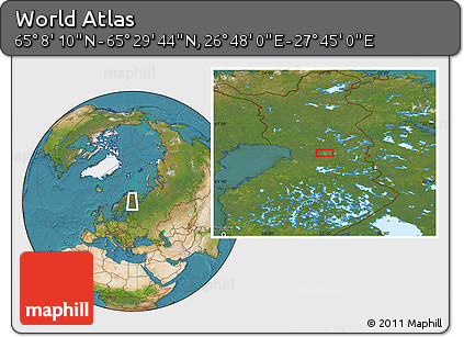 Satellite Location Map of the Area around 65° 18' 57" N, 27° 16' 29" E