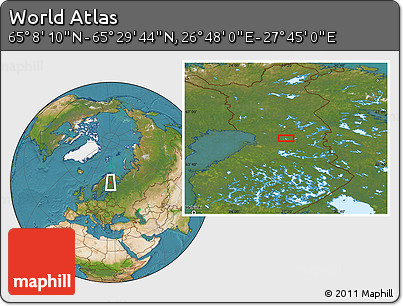 Satellite Location Map of the Area around 65° 18' 57" N, 27° 16' 29" E