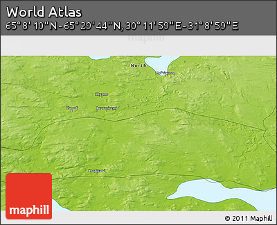 Physical 3D Map of the Area around 65° 18' 57" N, 30° 40' 29" E