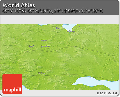 Physical 3D Map of the Area around 65° 18' 57" N, 30° 40' 29" E