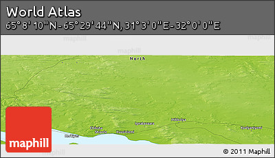 Physical Panoramic Map of the Area around 65° 18' 57" N, 31° 31' 29" E