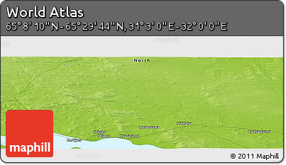 Physical Panoramic Map of the Area around 65° 18' 57" N, 31° 31' 29" E