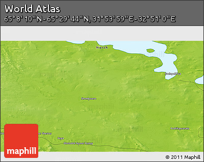 Physical 3D Map of the Area around 65° 18' 57" N, 32° 22' 30" E