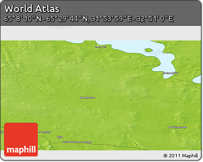 Physical 3D Map of the Area around 65° 18' 57" N, 32° 22' 30" E