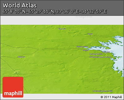 Physical 3D Map of the Area around 65° 18' 57" N, 34° 4' 30" E