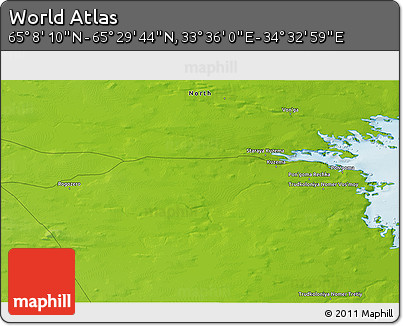 Physical 3D Map of the Area around 65° 18' 57" N, 34° 4' 30" E