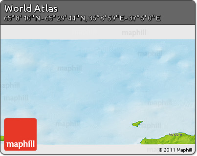 Physical 3D Map of the Area around 65° 18' 57" N, 36° 37' 30" E