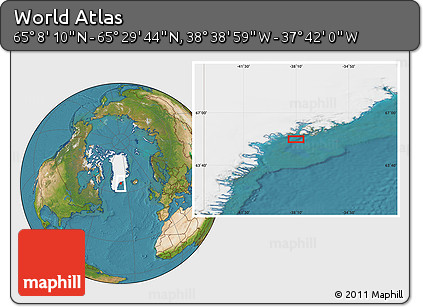 Satellite Location Map of the Area around 65° 18' 57" N, 38° 10' 29" W