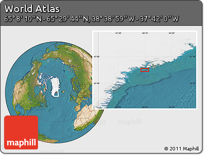 Satellite Location Map of the Area around 65° 18' 57" N, 38° 10' 29" W