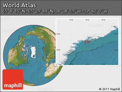 Satellite Location Map of the Area around 65° 18' 57" N, 38° 10' 29" W