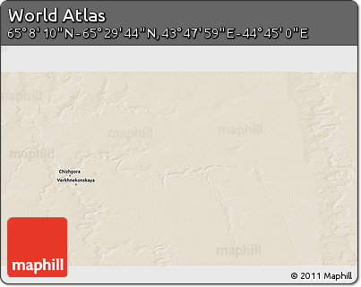 Shaded Relief 3D Map of the Area around 65° 18' 57" N, 44° 16' 29" E