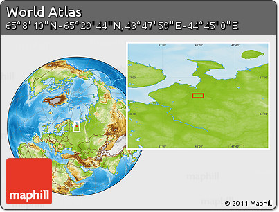 Physical Location Map of the Area around 65° 18' 57" N, 44° 16' 29" E