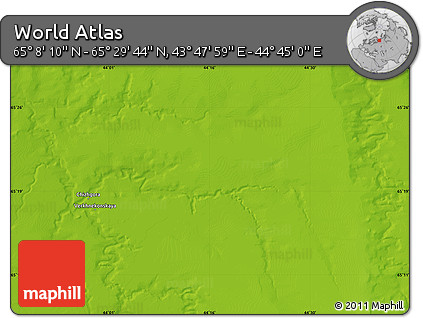 Physical Map of the Area around 65° 18' 57" N, 44° 16' 29" E