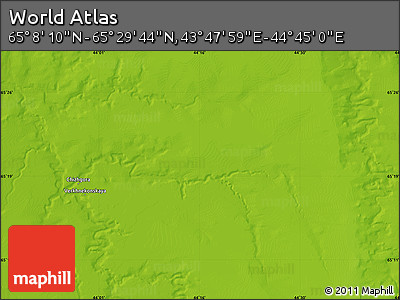 Physical Map of the Area around 65° 18' 57" N, 44° 16' 29" E