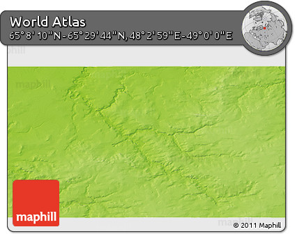 Physical 3D Map of the Area around 65° 18' 57" N, 48° 31' 29" E